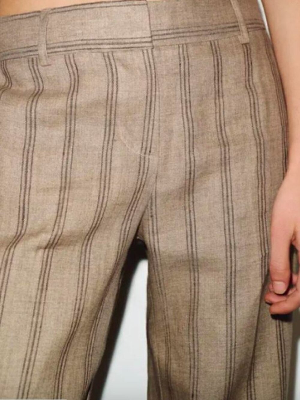 Reformation Gisele Low Rise Linen Pant in Granola Stripe Brown/Tan Size 0P